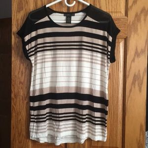 Striped shirt with mesh detail